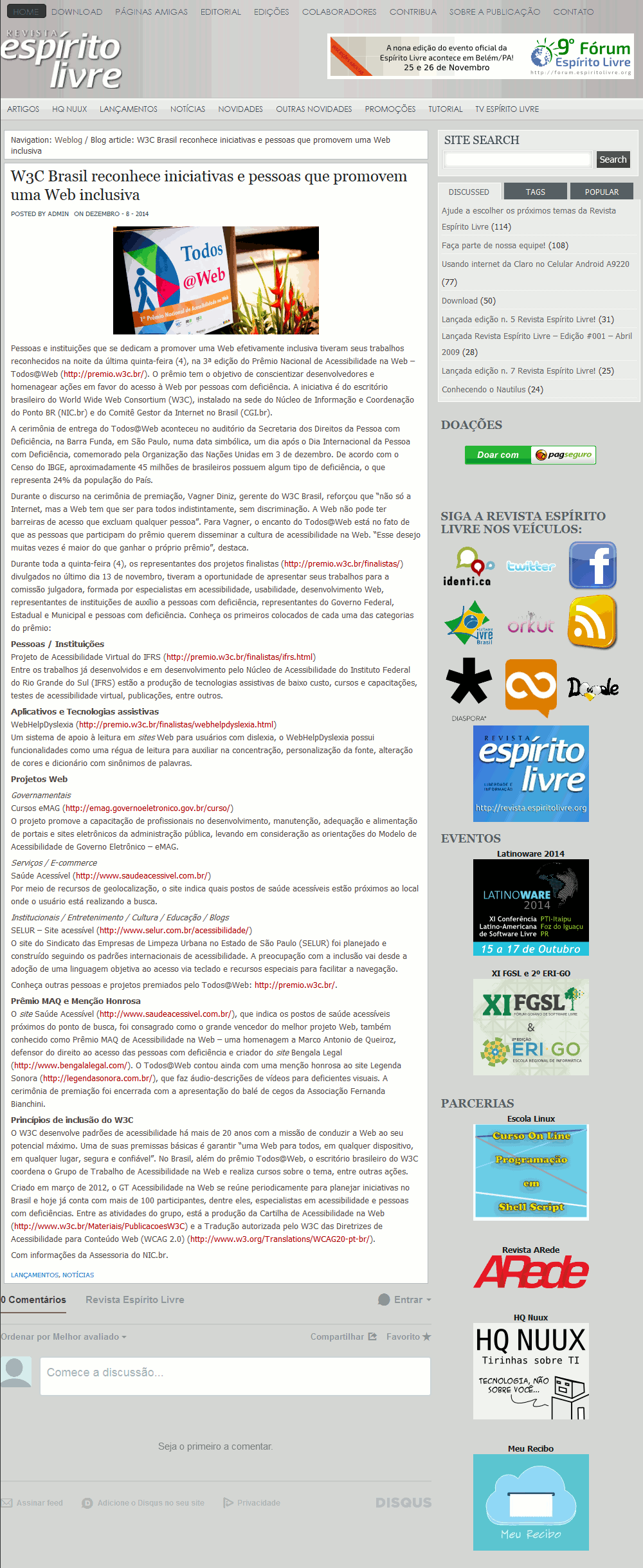 W3C Brasil reconhece iniciativas e pessoas que promovem uma Web inclusiva